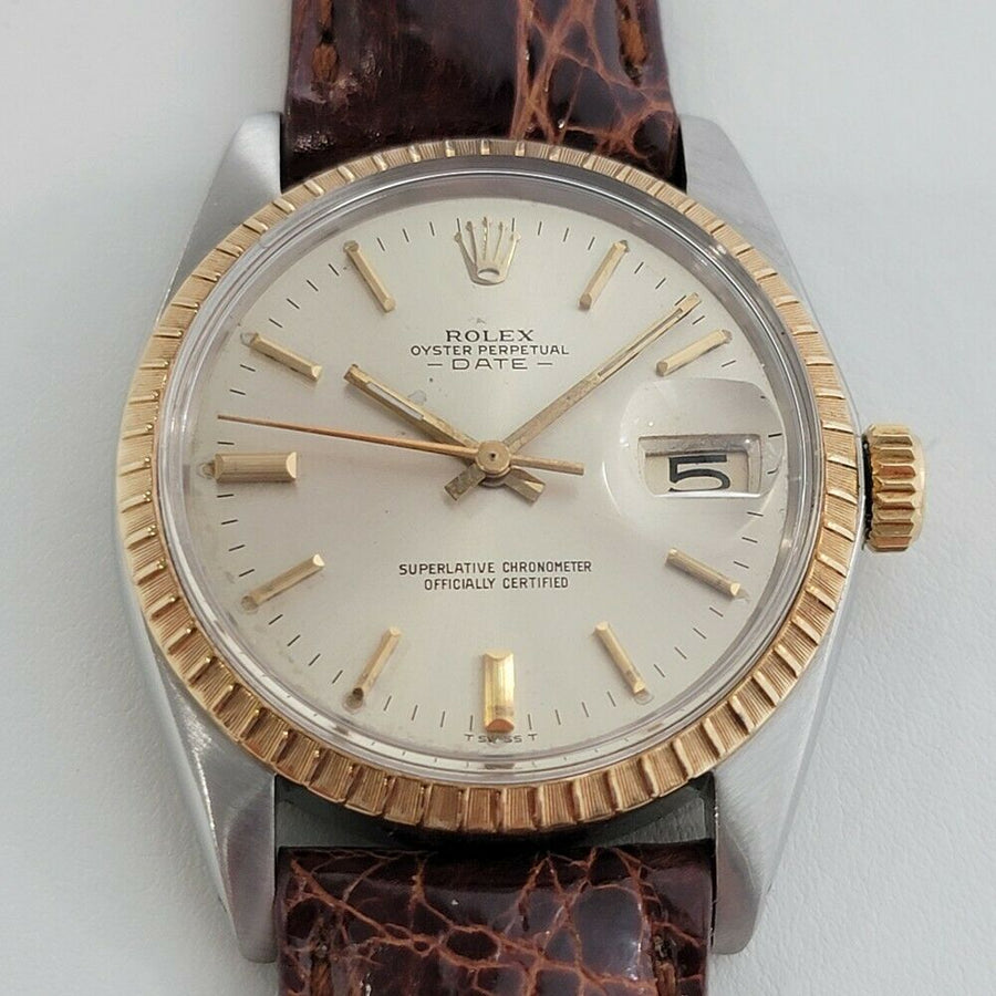 Mens Rolex Oyster Perpetual Date 14k SS 1500 35mm Automatic 1960s SWISS RA148BR