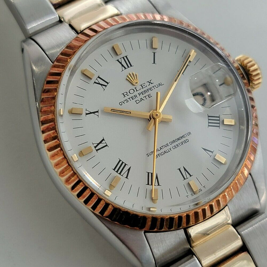 Mens Rolex Oyster Perpetual Date 1500 35mm Gold ss Automatic 1970s Swiss RA164