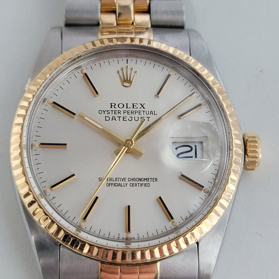 Mens Rolex Datejust Ref 16013 36mm 18k Gold SS 1980s Quick Automatic Swiss RA270