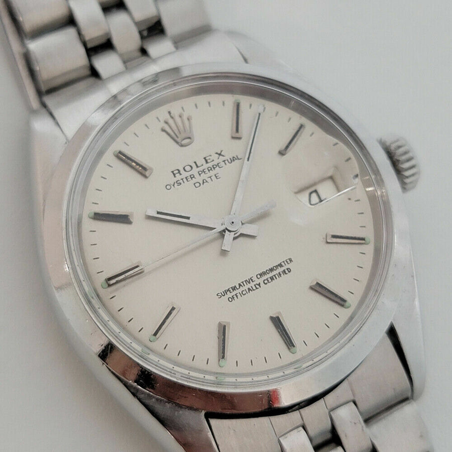 Mens Rolex Oyster Perpetual Date Ref 1500 35mm 1960s Automatic Vintage RA259