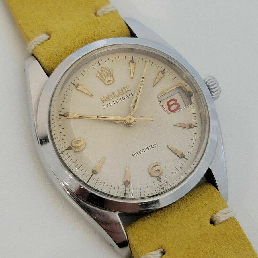 Mens Rolex Oysterdate Precision Ref 6494 34mm Hand-Wind 1950s Vintage RA191