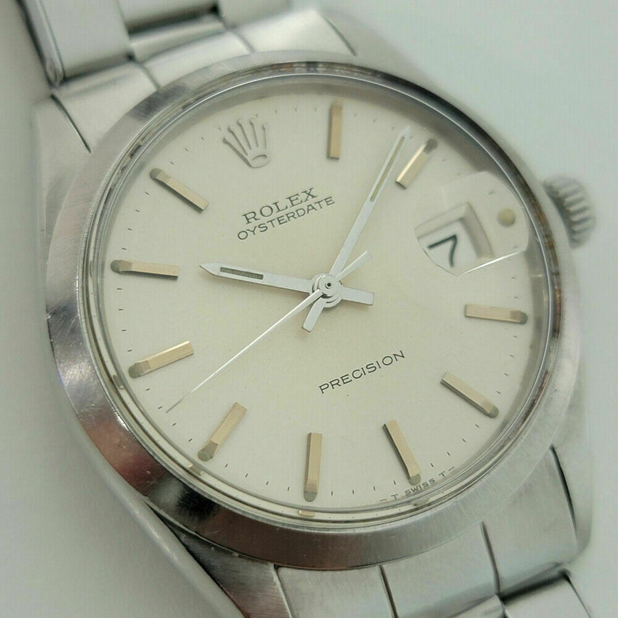 Mens Rolex Oysterdate Precision Ref 6694 34mm Hand Wind 1960s w Box RA261