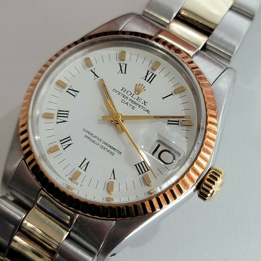 Mens Rolex Oyster Perpetual Date 1500 35mm Gold ss Automatic 1970s Swiss RA164
