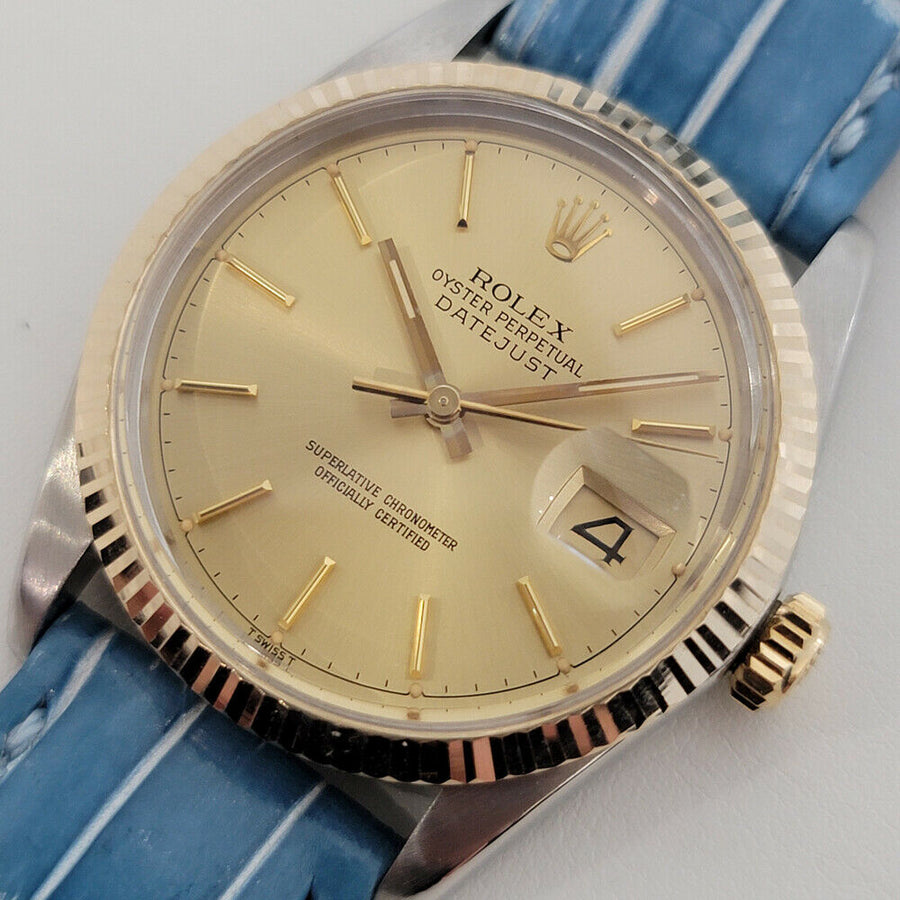 Mens Rolex Oyster Datejust Ref 16013 36mm 18k SS Automatic 1980s Swiss RJC184