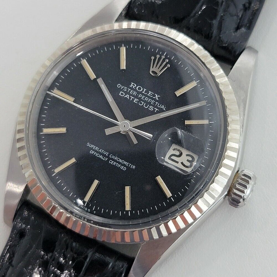 Mens Rolex Oyster Datejust 1601 36mm 18k White Gold SS 1960s Automatic RA286