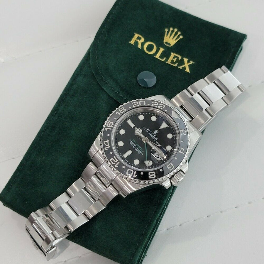 Mens Rolex GMT Master II Ref 116710LN Date Automatic 2000s w Pouch JAC14