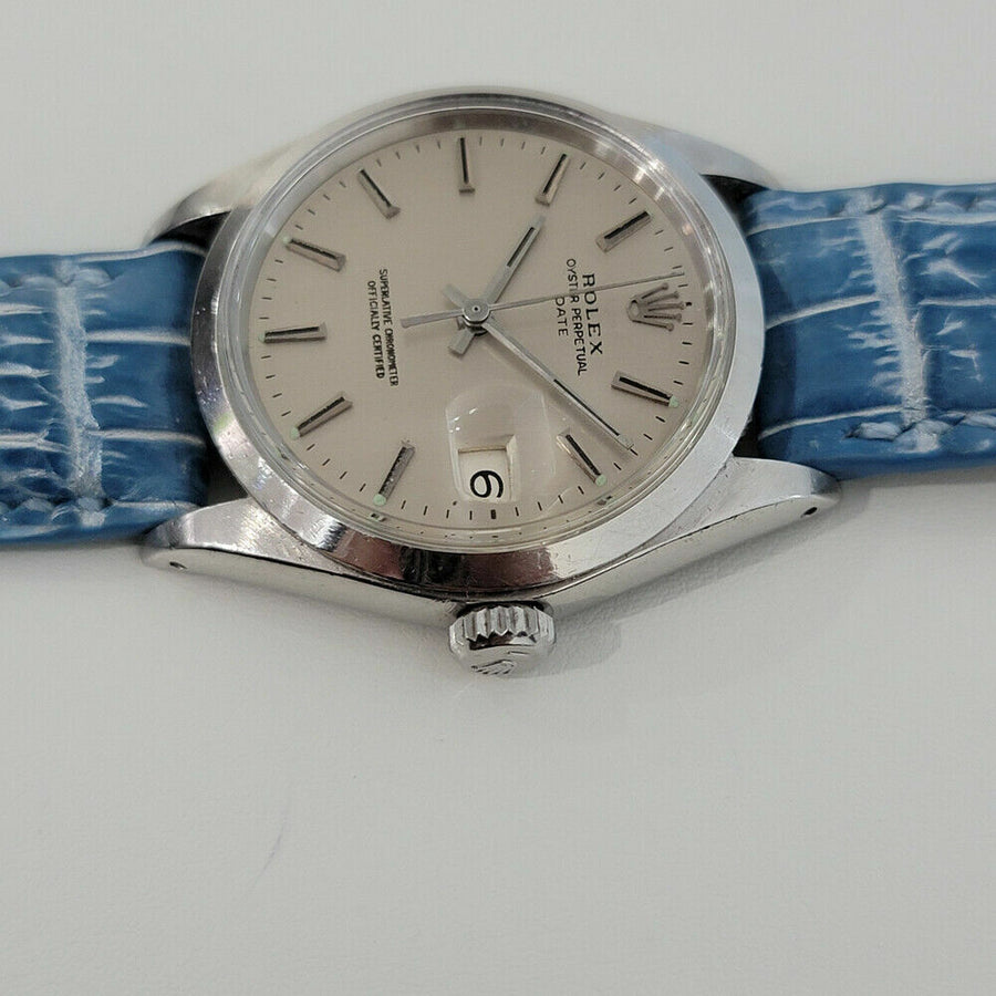 Mens Rolex Oyster Perpetual Date 1500 35mm 1960s Automatic Vintage RA259B