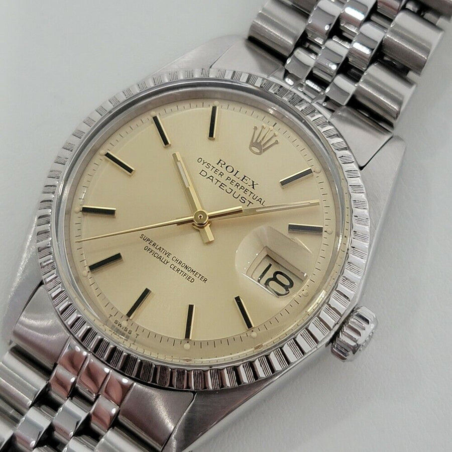 Mens Rolex Oyster Datejust 1603 36mm Stainless Auto 1970s Swiss Vintage RA226