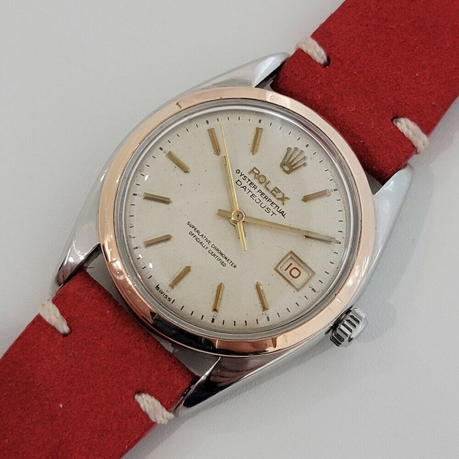 Mens Rolex Oyster Datejust Ref 6075 36mm 14k SS Automatic 1950s Vintage RJC157