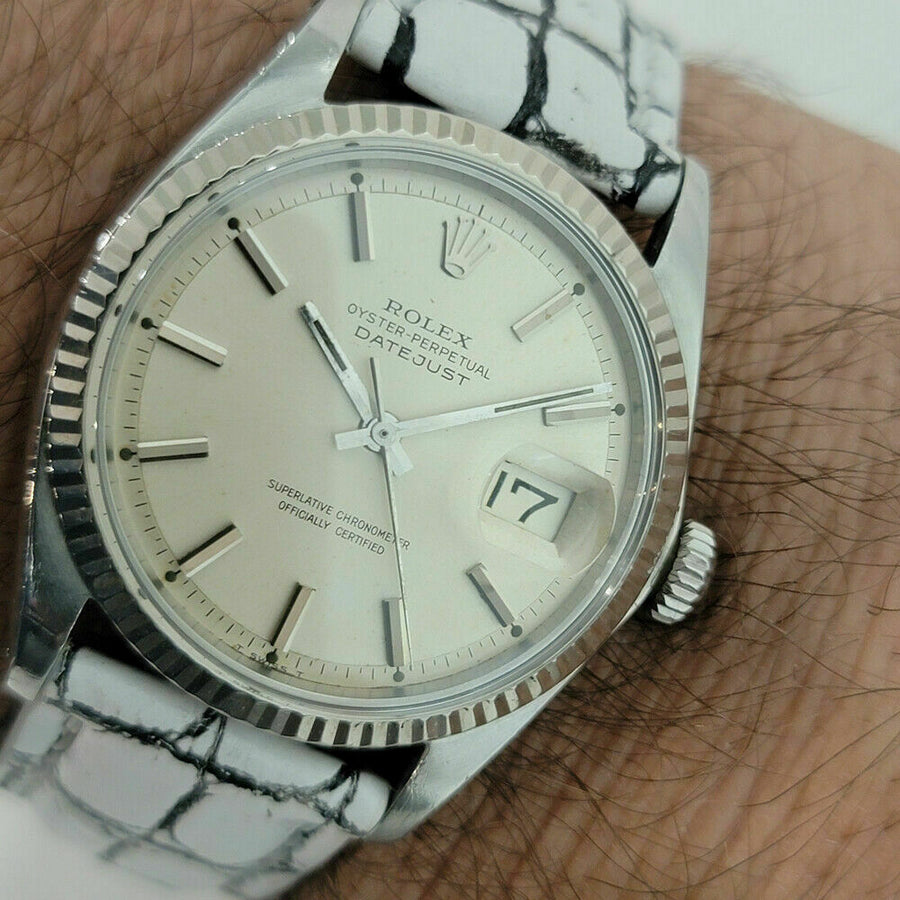 Mens Rolex Oyster Datejust 1601 36mm 18k SS Automatic 1960s Vintage Swiss RJC173