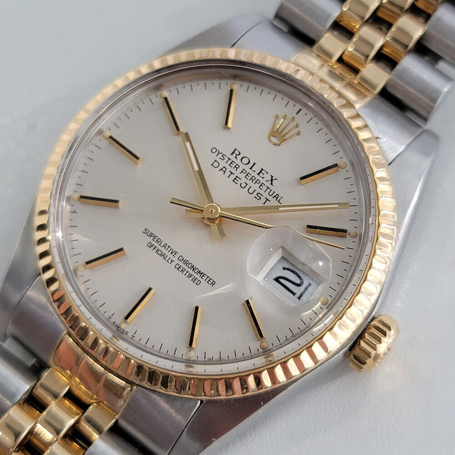 Mens Rolex Datejust Ref 16013 36mm 18k Gold SS 1980s Quick Automatic Swiss RA270