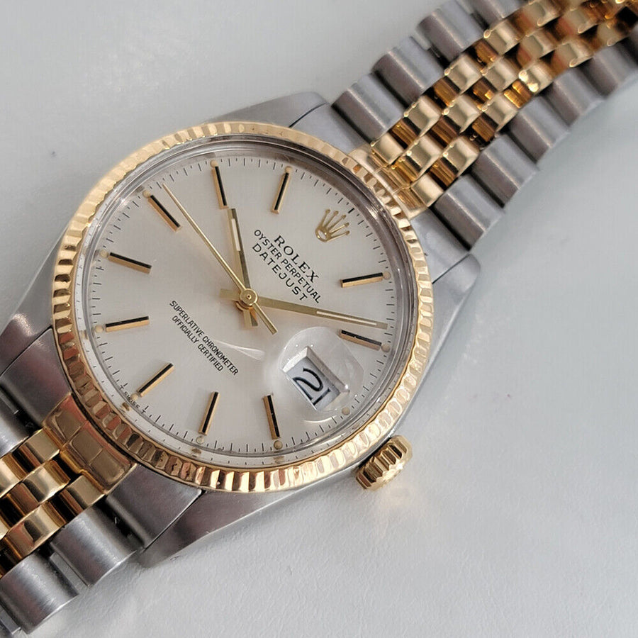 Mens Rolex Datejust Ref 16013 36mm 18k Gold SS 1980s Quick Automatic Swiss RA270