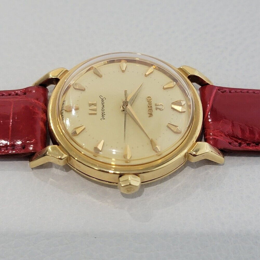 Mens Omega Seamaster XVI Olympic 18k Gold Automatic 1950s w Box JM1