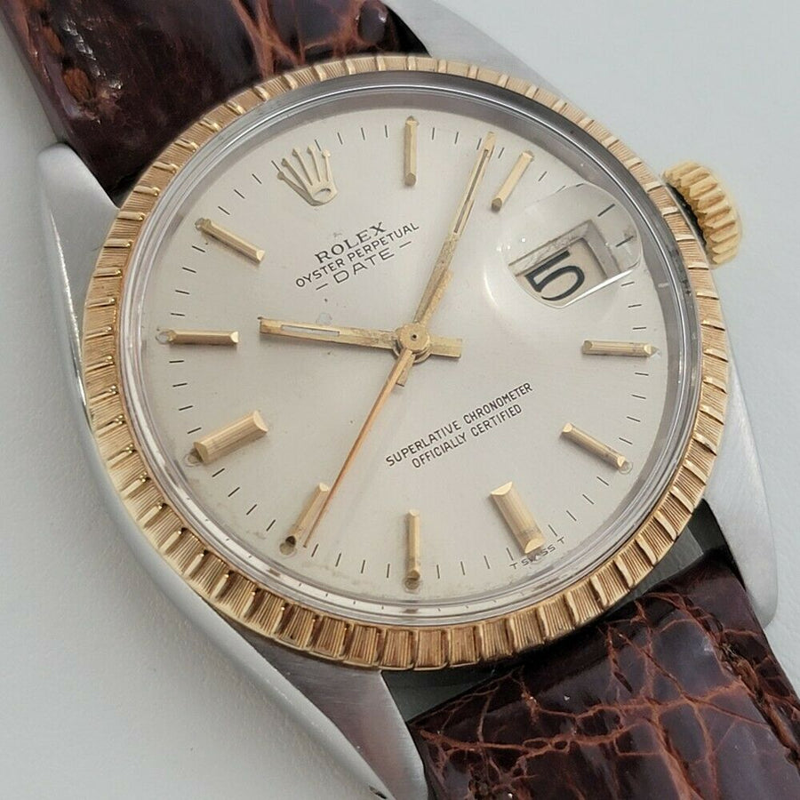 Mens Rolex Oyster Perpetual Date 14k SS 1500 35mm Automatic 1960s SWISS RA148BR