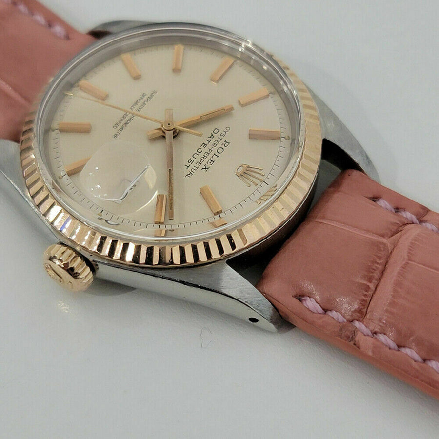 Mens Rolex Oyster Datejust 1601 36mm 18k Rose Gold SS Automatic 1960s RJC183