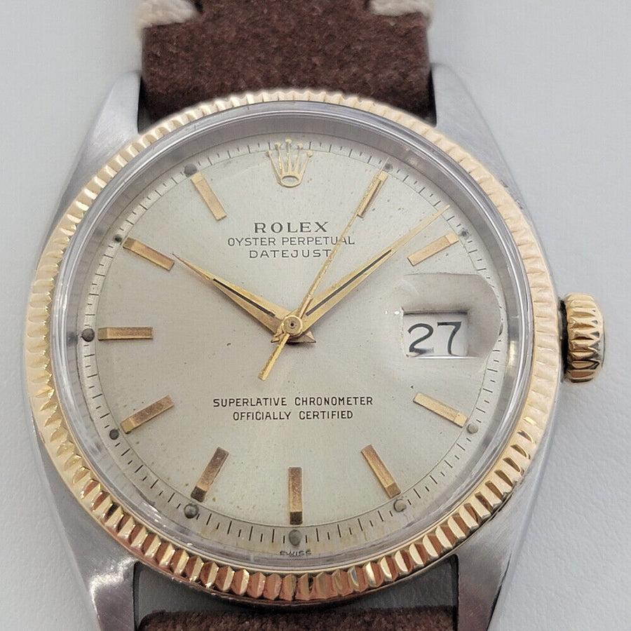 Mens Rolex Oyster Datejust Ref 1601 18k Gold SS 1960s Automatic Vintage RA254B