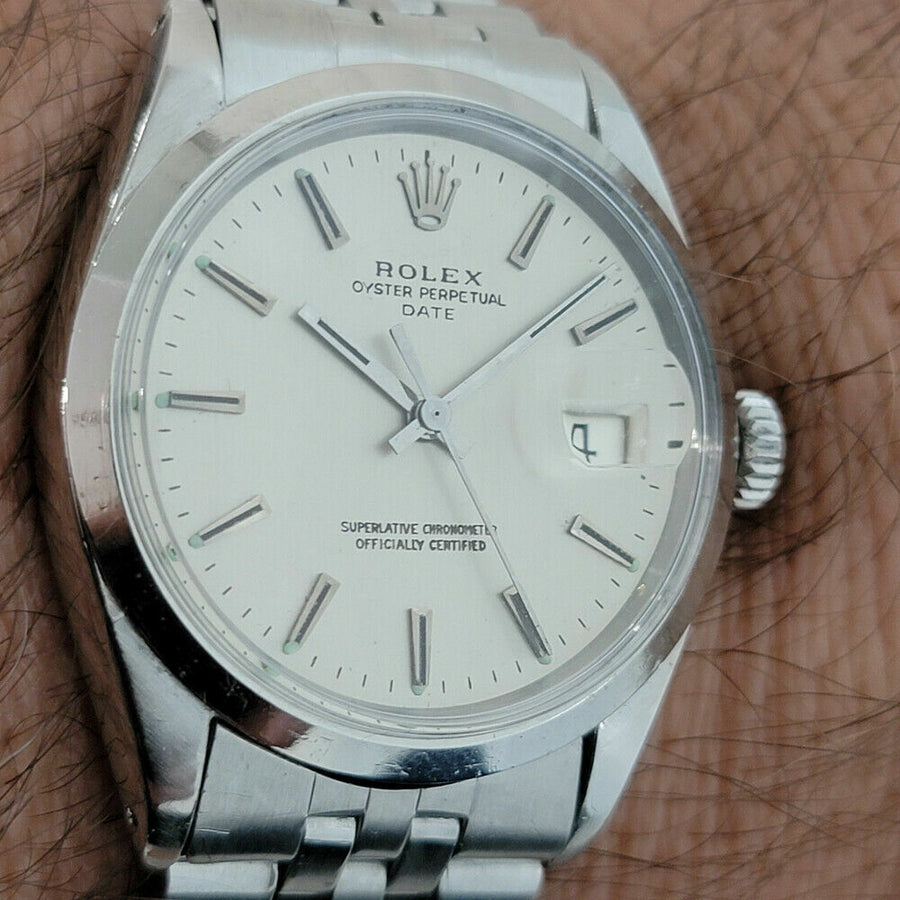 Mens Rolex Oyster Perpetual Date Ref 1500 35mm 1960s Automatic Vintage RA259