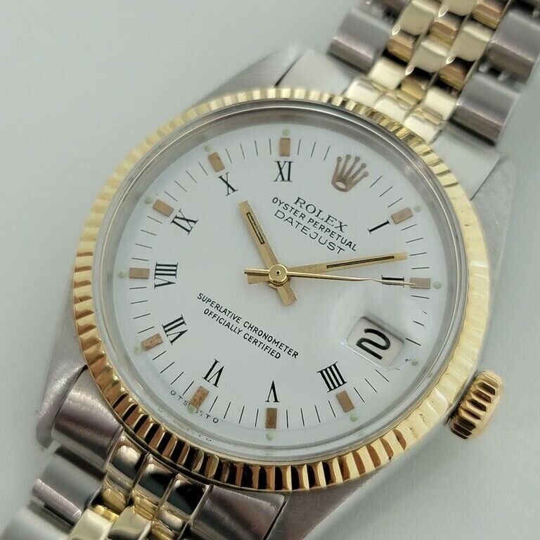 Mens Rolex Oyster Datejust 1600 36mm 14k Gold SS 1960s Automatic Swiss RA169