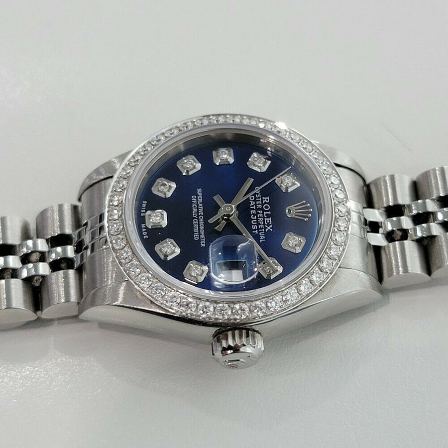 Ladies Rolex Datejust 69174 26mm 18k Gold SS Automatic Diamond Dial 1990s RA283