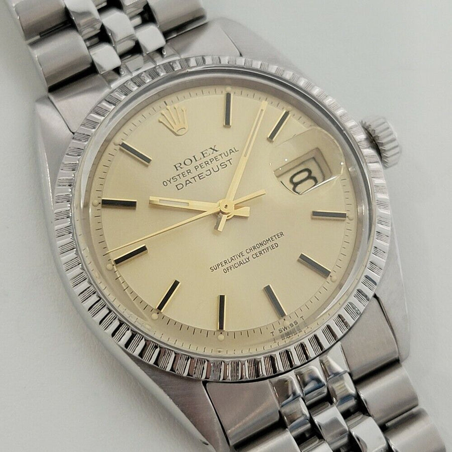 Mens Rolex Oyster Datejust 1603 36mm Stainless Auto 1970s Swiss Vintage RA226