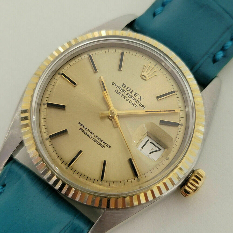 Mens Rolex Oyster Datejust 1601 36mm 18k SS Automatic 1970s Vintage Swiss RA170