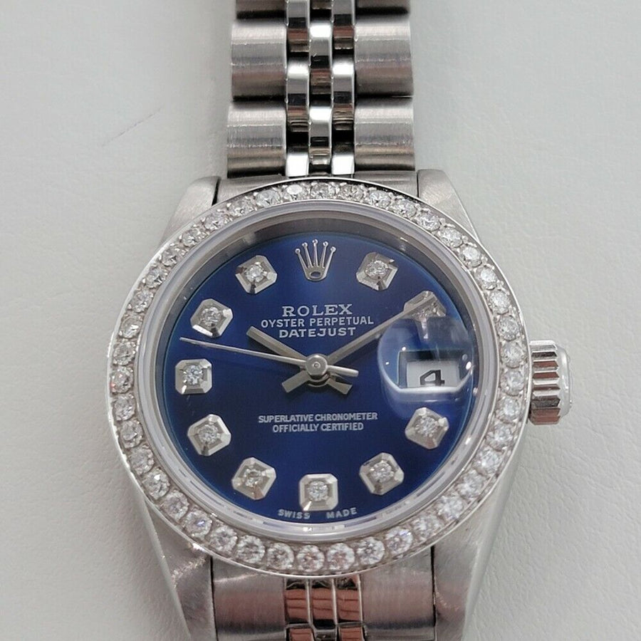 Ladies Rolex Datejust 69174 26mm Diamond Dial 18k Gold SS Automatic 1990s RA283