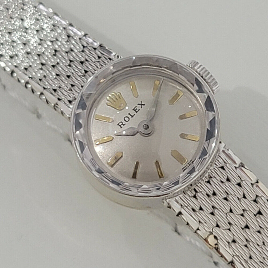 Ladies Rolex 15mm Petite Cocktail 14k White Gold Cocktail Watch 1930s w Box RA10