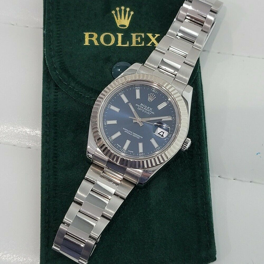 Mens Rolex Datejust 126334 41mm 18k Gold SS Automatic Blue Dial 2010s RA274