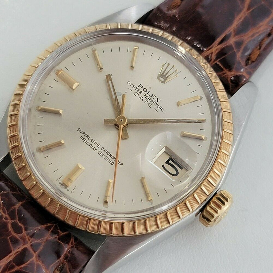 Mens Rolex Oyster Perpetual Date 14k SS 1500 35mm Automatic 1960s SWISS RA148BR