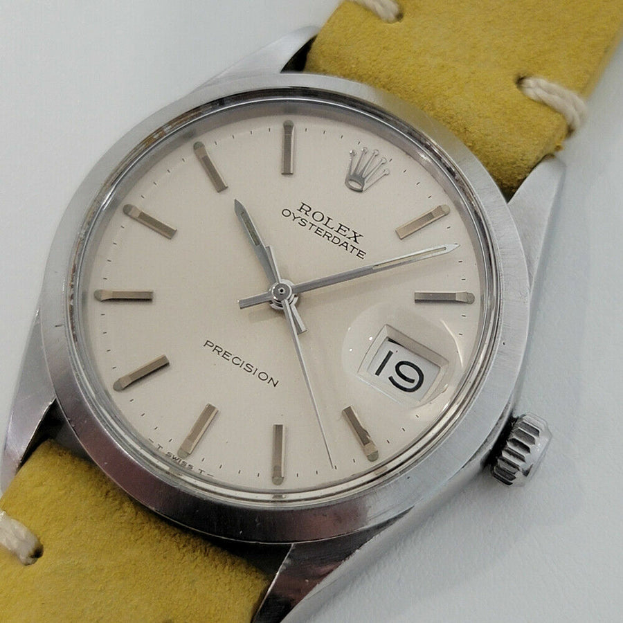 Mens Rolex Oysterdate Precision 6694 w Orig Box Paper 34mm Manual 1960s RA261Y