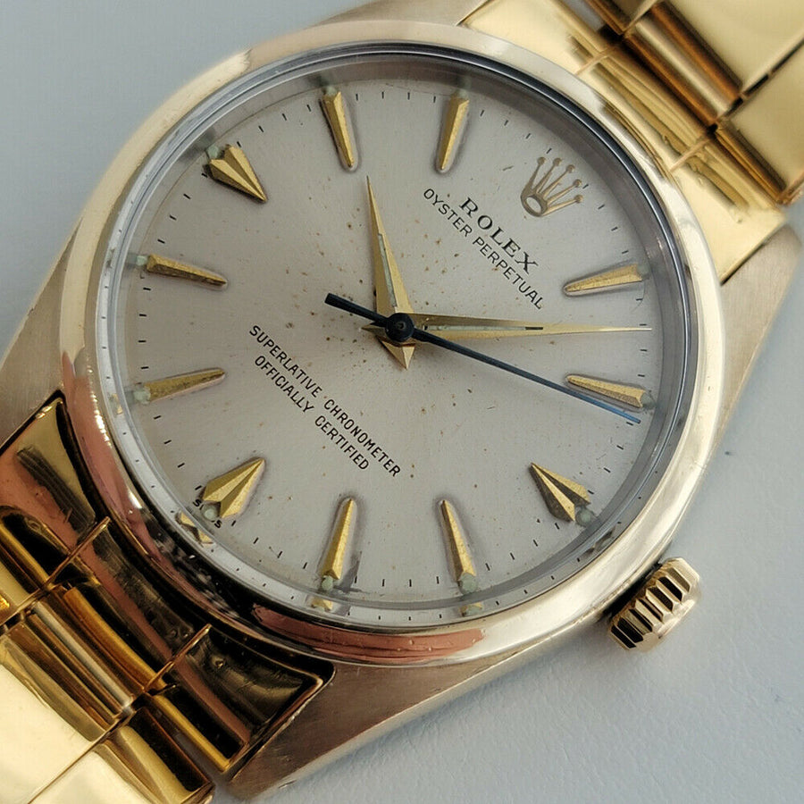 Mens Rolex Oyster Perpetual 1014 34mm Automatic Gold Capped 1960s w Paper RA236