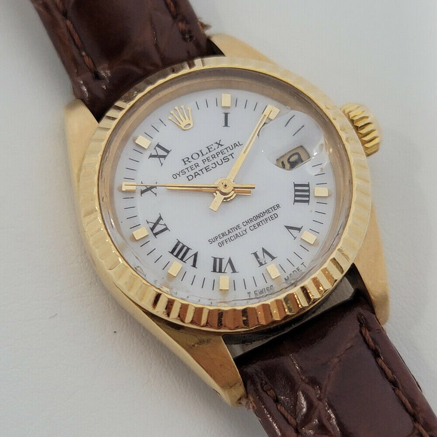 Ladies Rolex Oyster Date Ref 6917 26mm 18k Solid Gold Automatic 1980s Swiss RA30