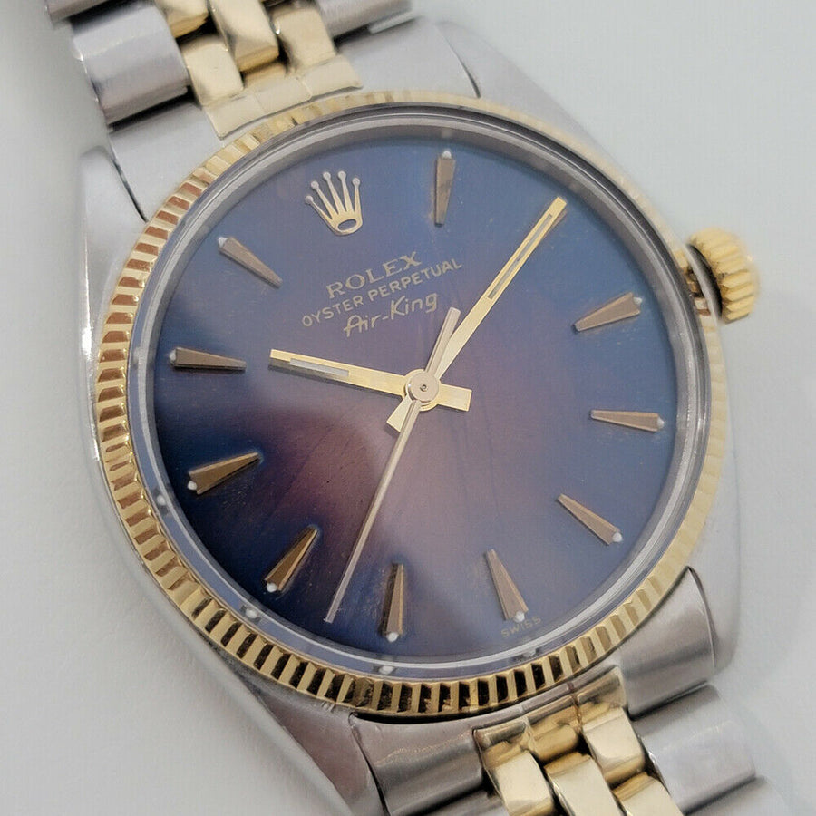 Mens Rolex Oyster Perpetual 5501 Air King 34mm 14k Gold SS Automatic 1960s RA240