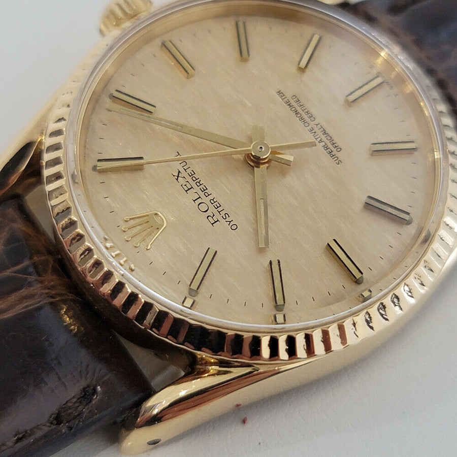 Mens Rolex Oyster Perpetual Ref 1011 33mm 18k Gold Automatic 1970s Swiss RJC154