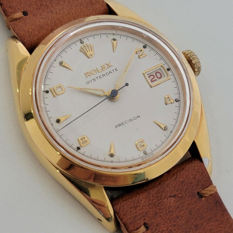 Mens Rolex Oysterdate Precision 6494 34mm 1950s Gold Capped Manual Wind RA214T