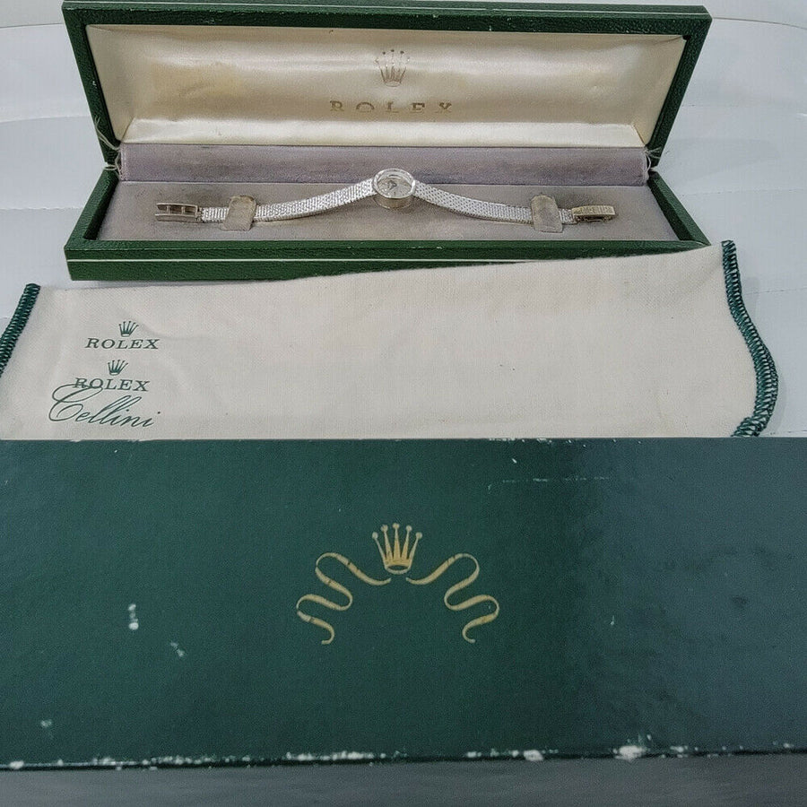 Ladies Rolex 15mm Petite Cocktail 14k White Gold Cocktail Watch 1930s w Box RA10