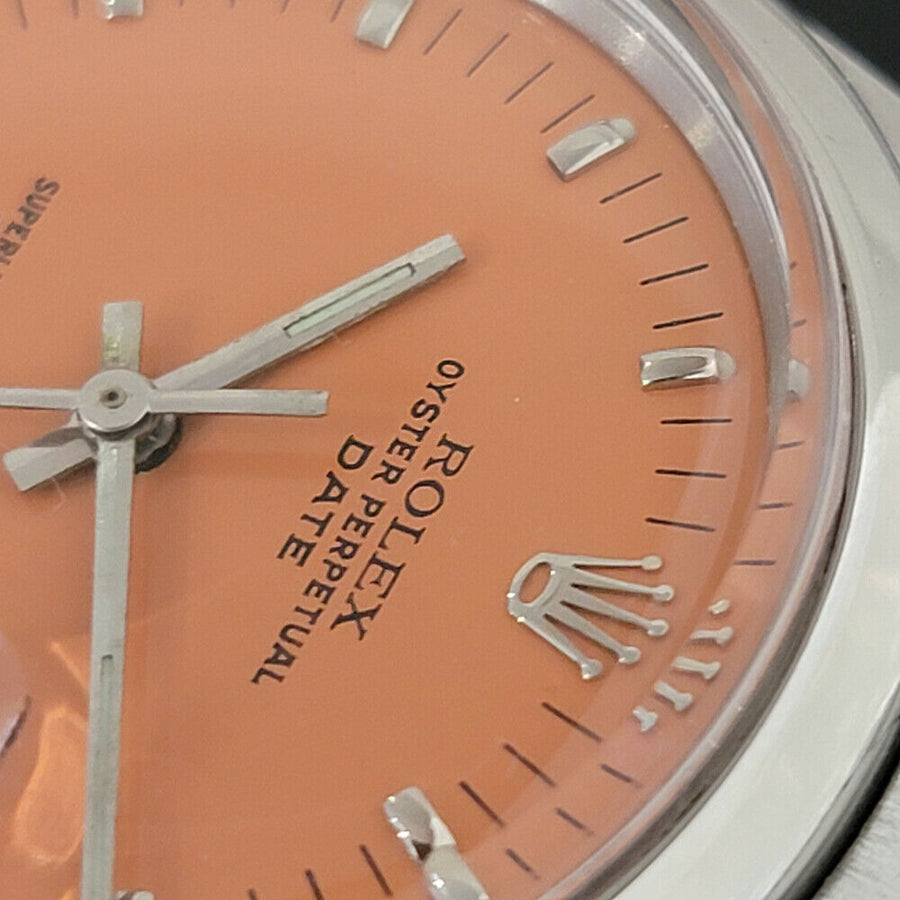 Details about  Mens Rolex Oyster Perpetual Date 1500 1970s 35mm Orange Dial Aut