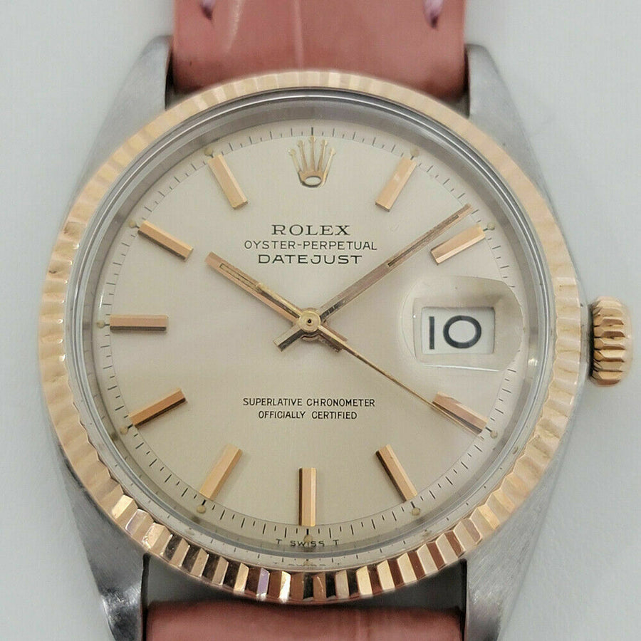 Mens Rolex Oyster Datejust 1601 36mm 18k Rose Gold SS Automatic 1960s RJC183