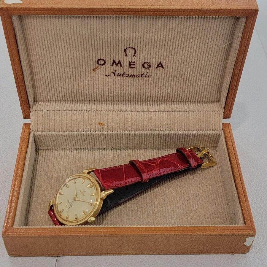 Mens Omega Seamaster XVI Olympic 18k Gold Automatic 1950s w Box JM1