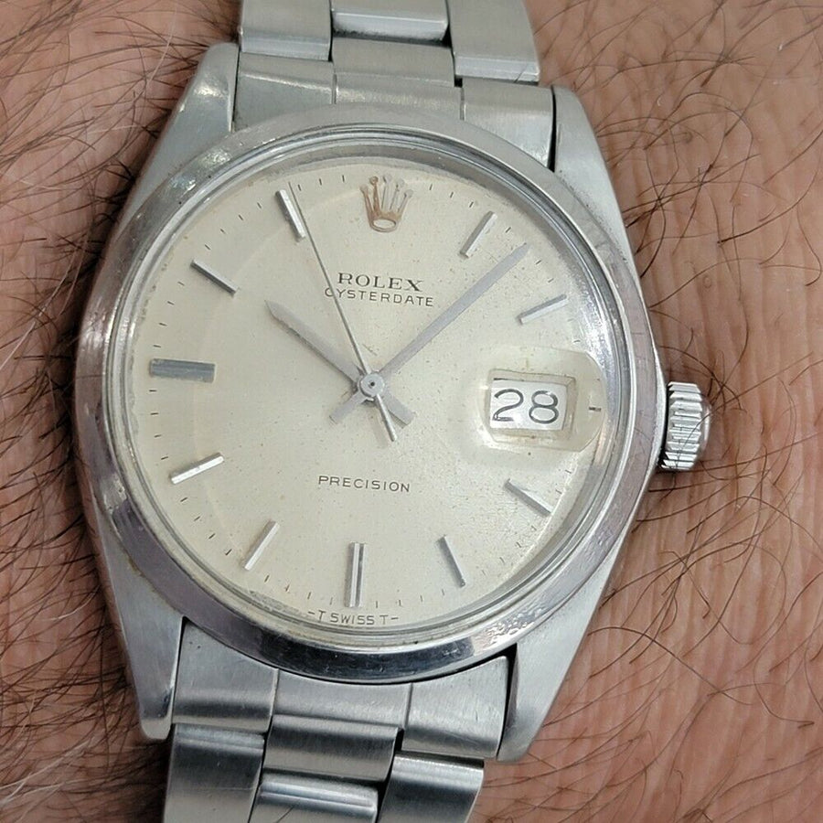 Mens Rolex Oysterdate Precision Ref 6694 34mm 1970s Hand Wind Vintage RA202