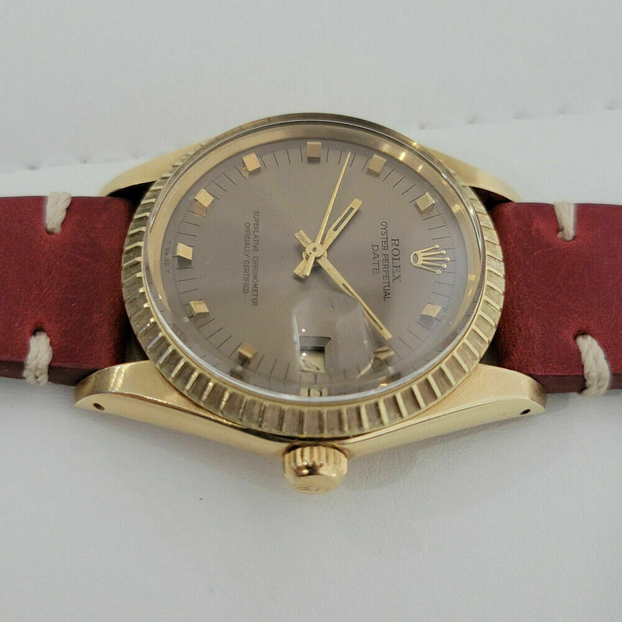 Mens Rolex Oyster Perpetual Date 1503 35mm 14k Solid Gold Automatic 1970s RJC120