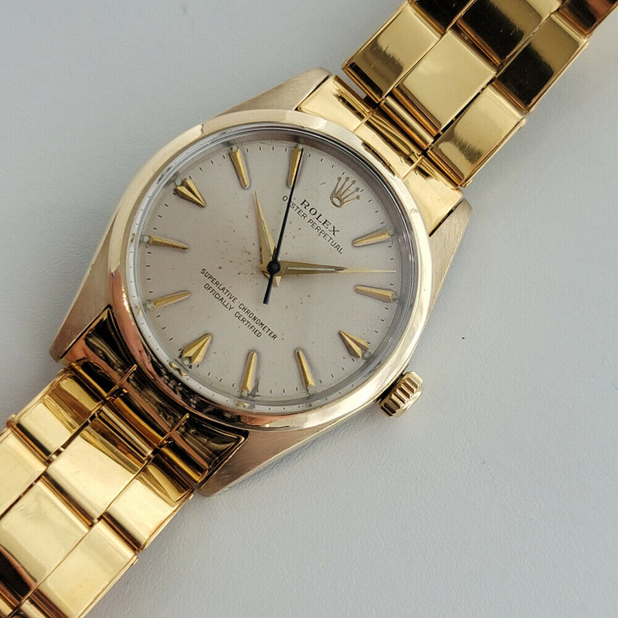 Mens Rolex Oyster Perpetual 1014 34mm Automatic Gold Capped 1960s w Paper RA236
