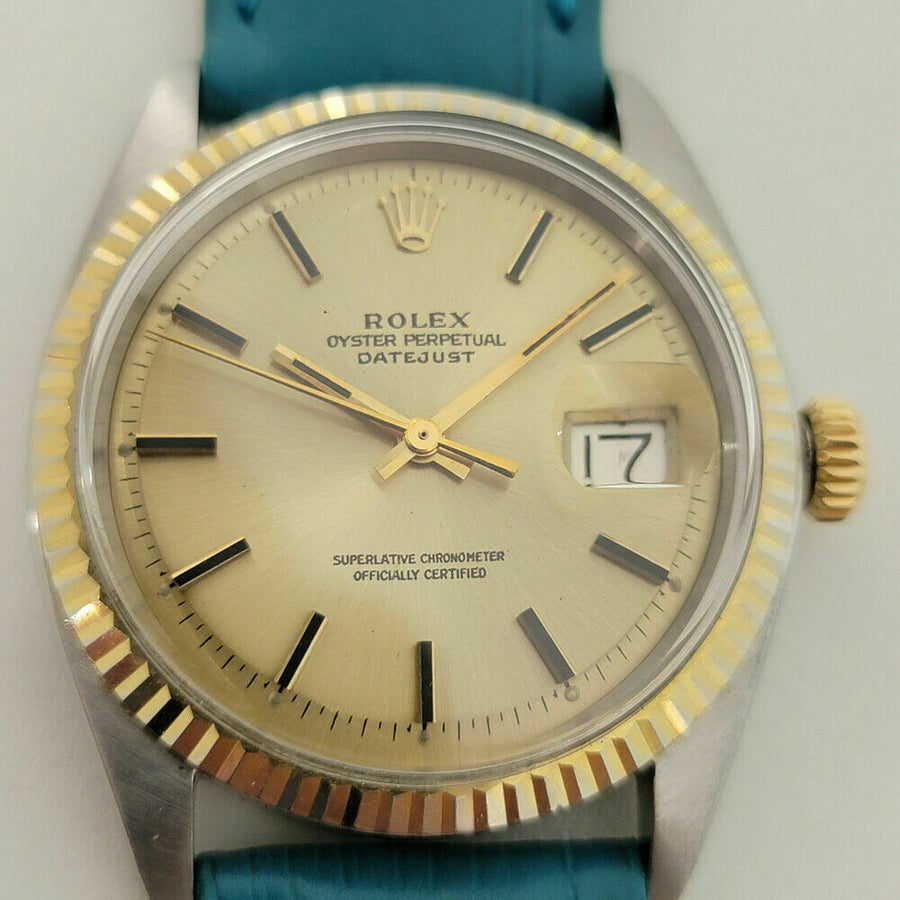 Mens Rolex Oyster Datejust 1601 36mm 18k SS Automatic 1970s Vintage Swiss RA170