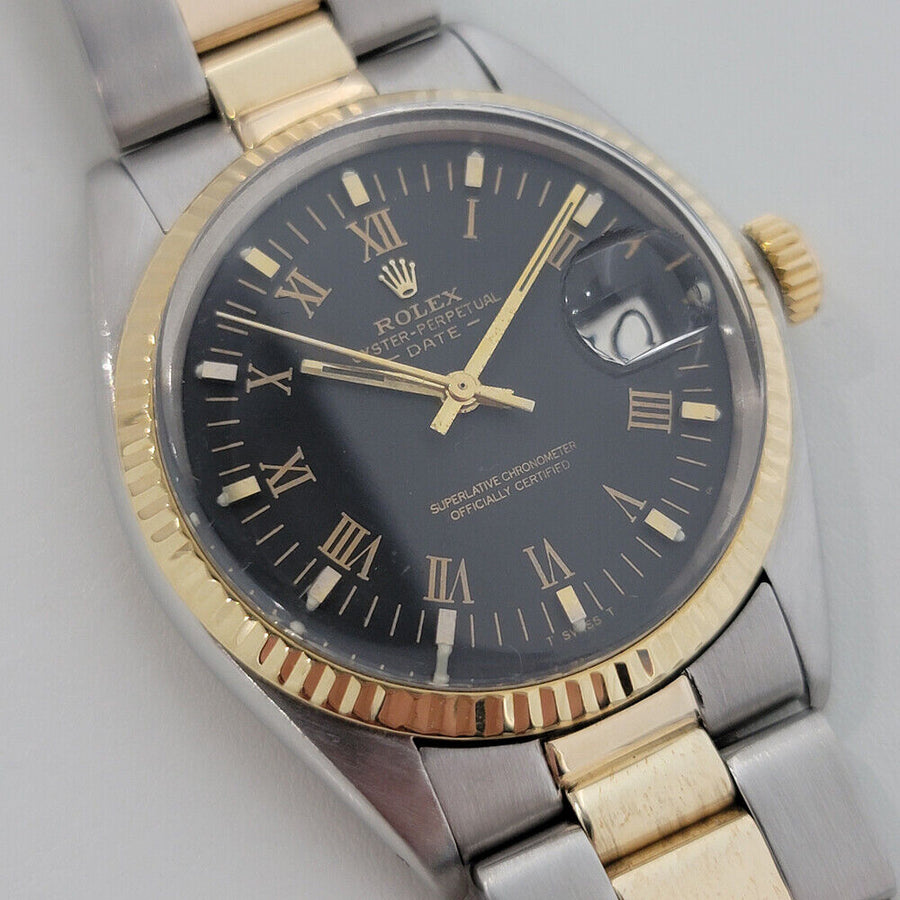 Mens Rolex Oyster Perpetual Date 1501 35mm 18k SS 1970s Automatic Swiss RA250