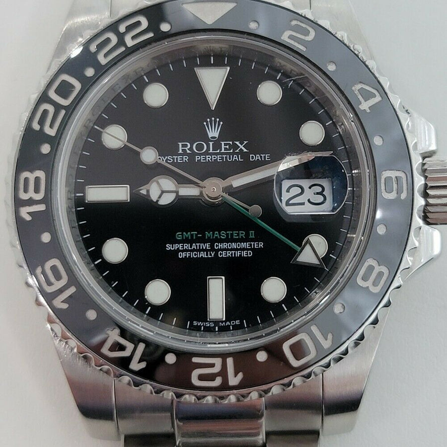 Mens Rolex GMT Master II Ref 116710LN Date Automatic 2000s w Pouch JAC14