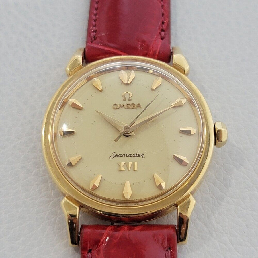 Mens Omega Seamaster XVI Olympic 18k Gold Automatic 1950s w Box