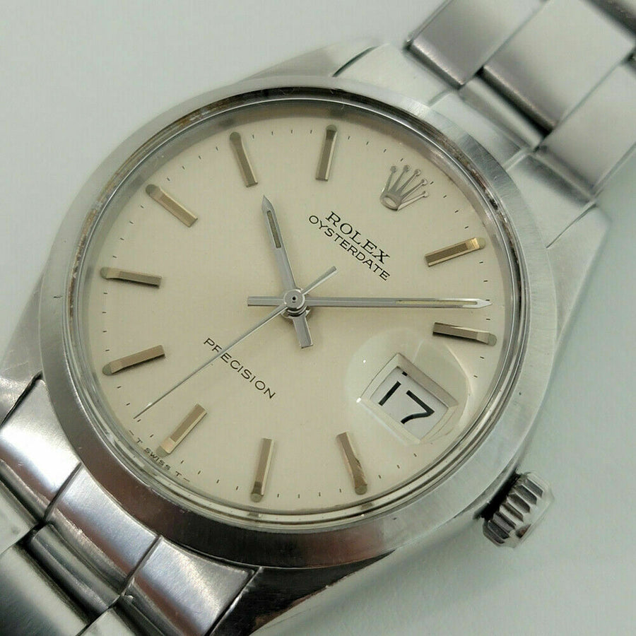 Mens Rolex Oysterdate Precision Ref 6694 34mm Hand Wind 1960s w Box RA261