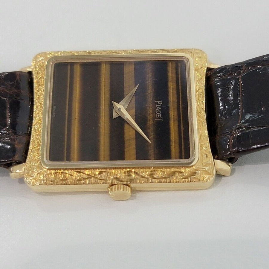 Unisex Piaget Protocole 25mm 18k Gold Tiger Eye Dress Watch 1970s original RA295