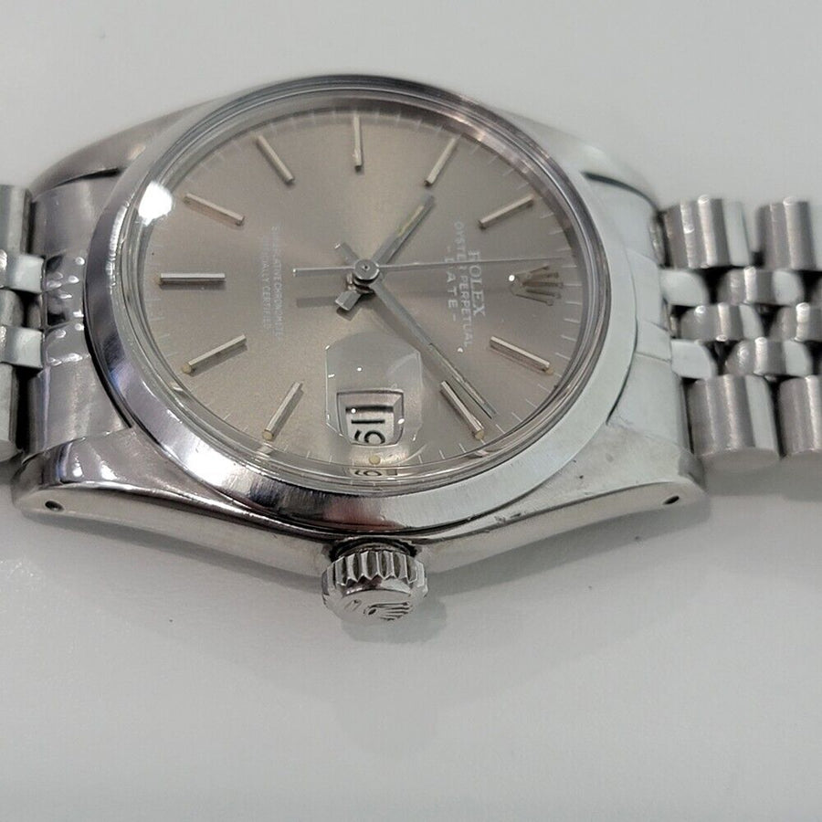 Mens Rolex Oyster Perpetual Date Ref 1500 35mm 1970s Automatic Vintage Lux RA293