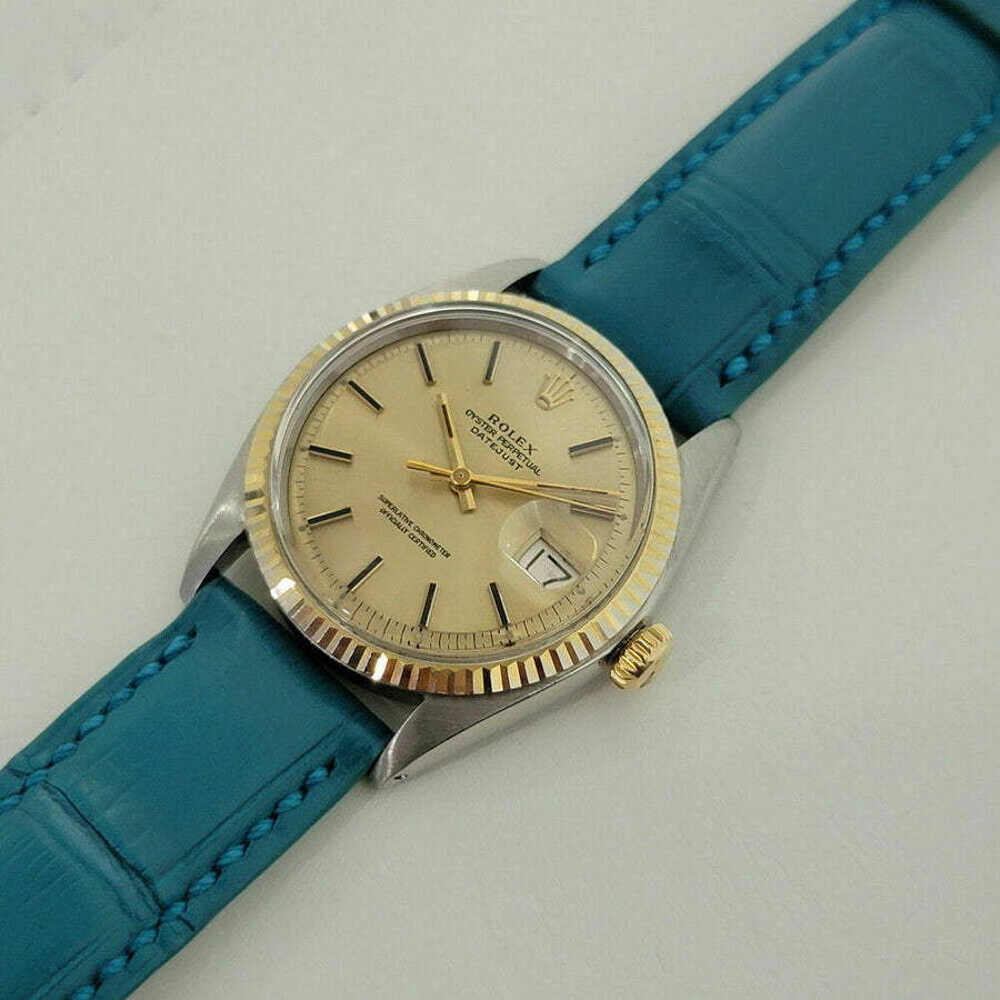 Mens Rolex Oyster Datejust 1601 36mm 18k SS Automatic 1970s Vintage Swiss RA170